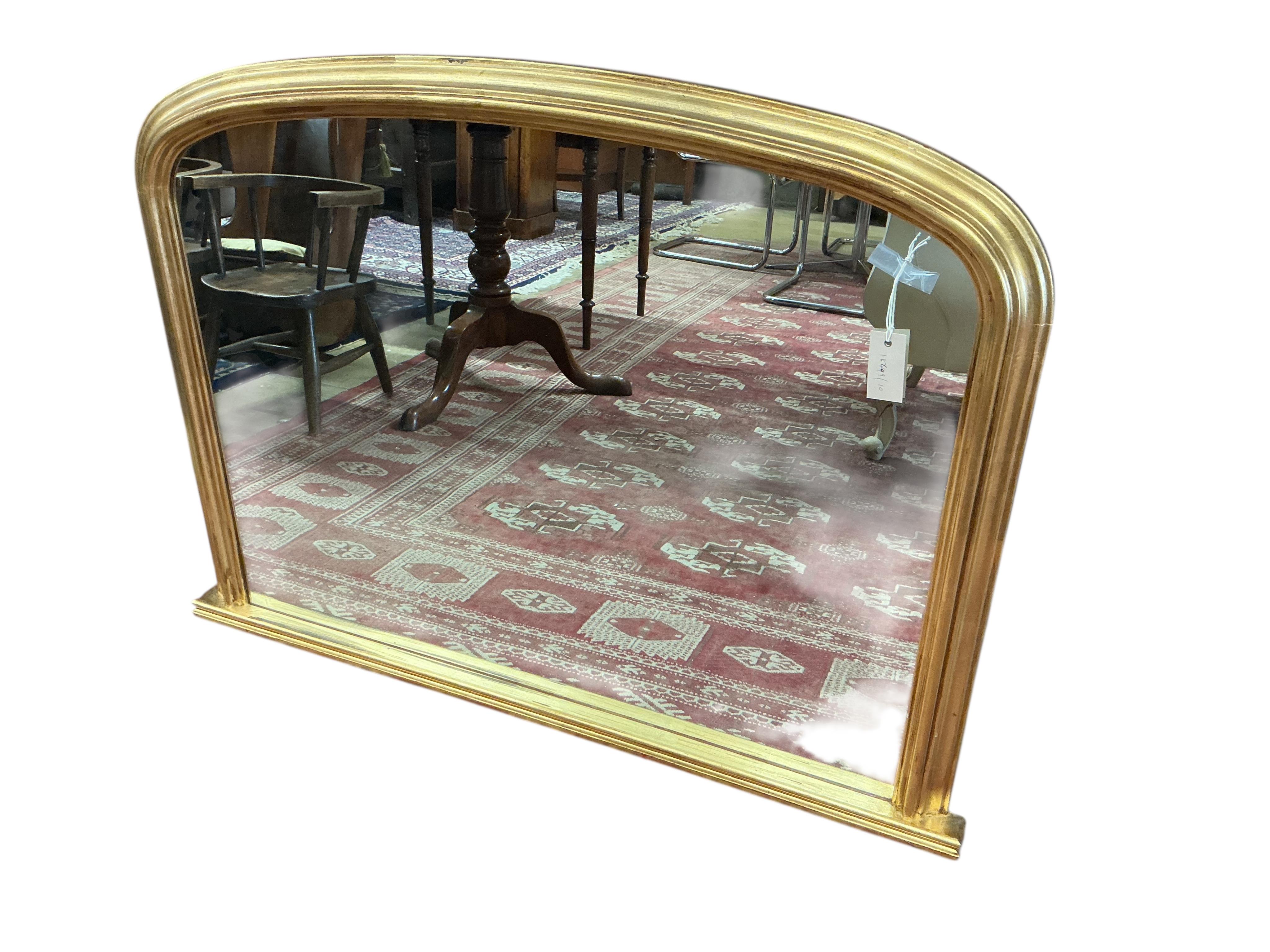 A Victorian style giltwood overmantel mirror, width 114cm, height 83cm